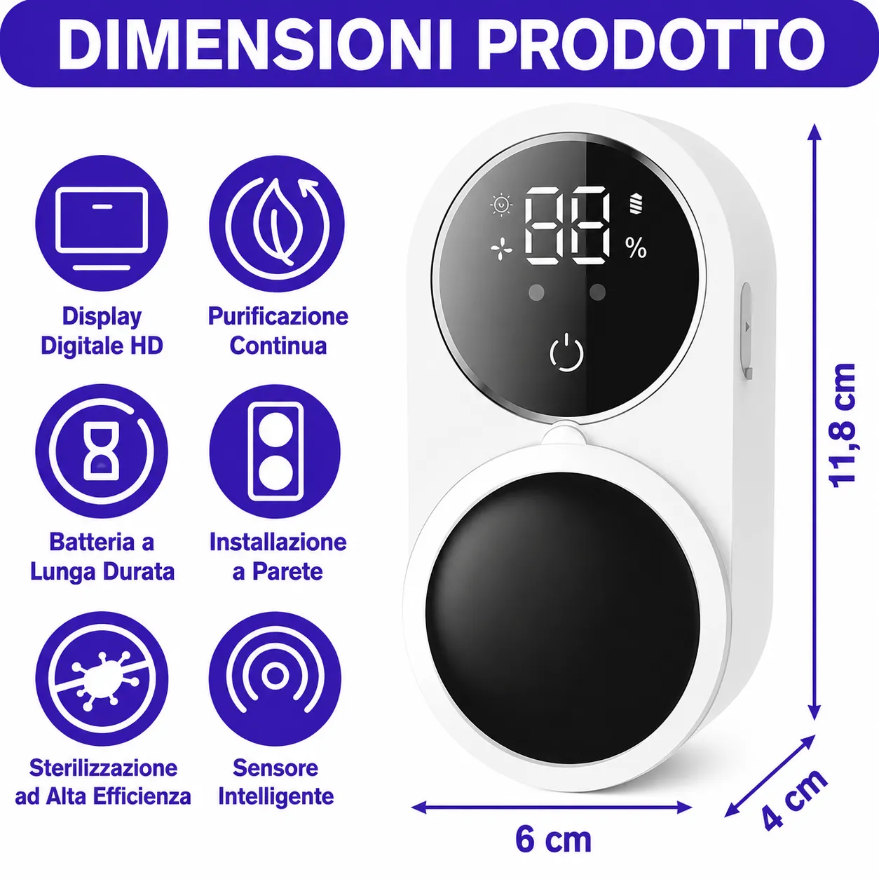 Sterilizzatore UV per Spazzolini da Denti con Display LED – Disinfezione Automatica 24/7, Sensore Infrarossi - immagine 4
