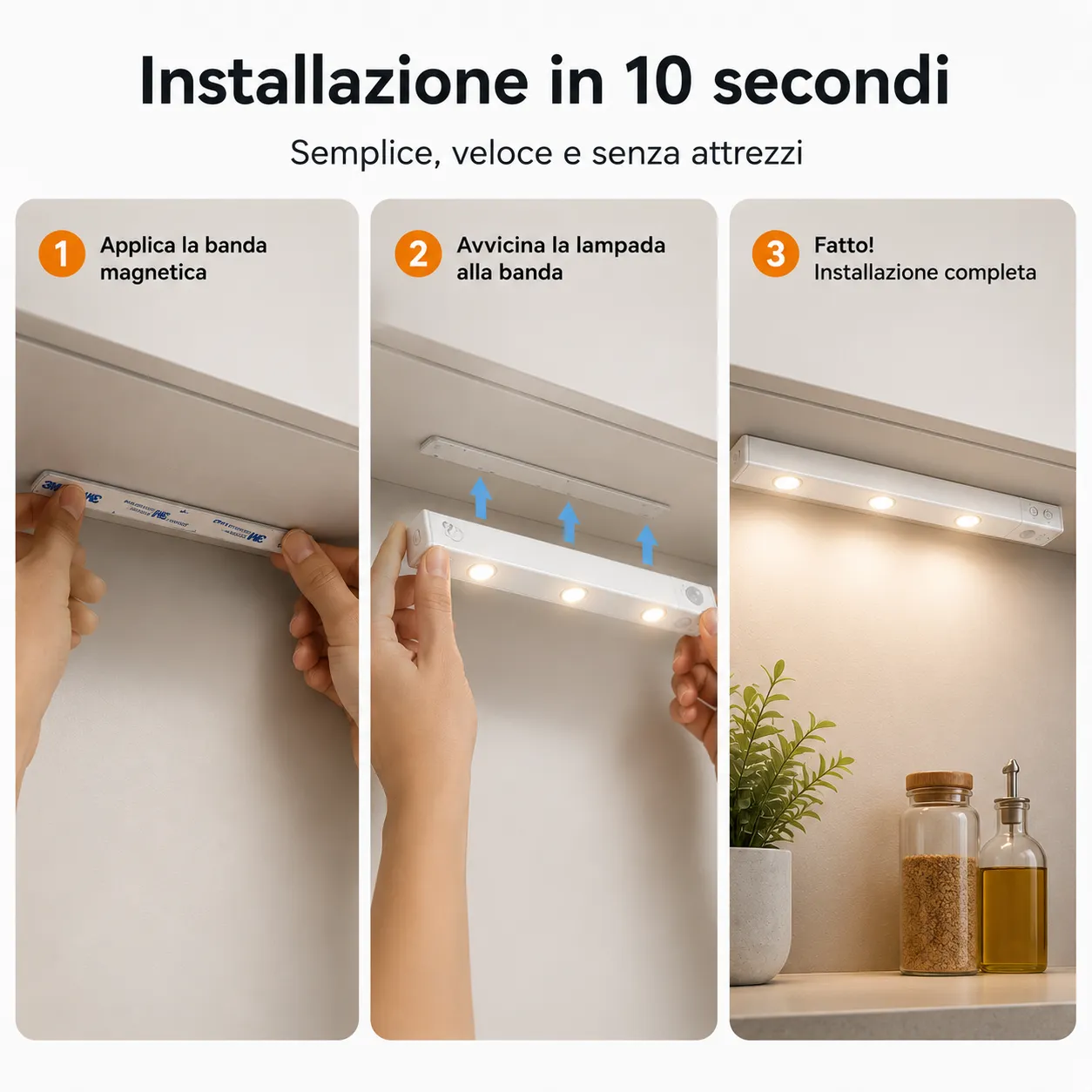 Luce LED Sottopensile 40 cm Ricaricabile con Sensore di Movimento - immagine 6