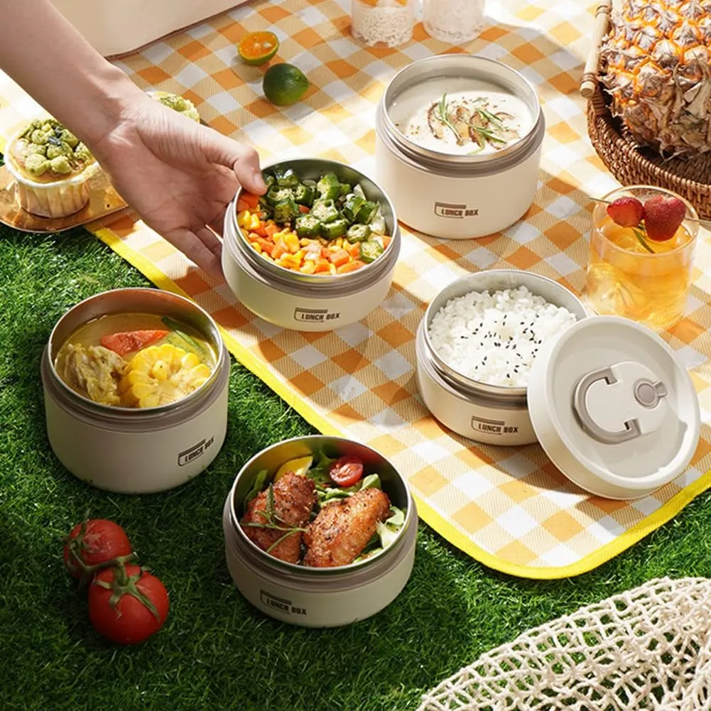 Lunch Box Termica Isotermica 1390 ML con 3 Contenitori in Acciaio Inox e Borsa Termica – Porta Pranzo con Cucchiaio e Bacchette per Ufficio, Scuola, Viaggi e Meal Prep - immagine 7