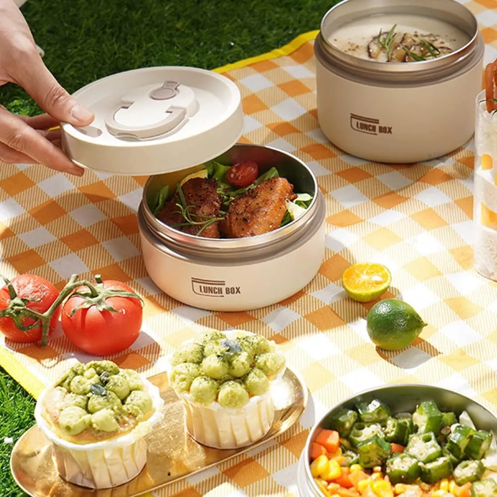 Lunch Box Termica Isotermica 1390 ML con 3 Contenitori in Acciaio Inox e Borsa Termica – Porta Pranzo con Cucchiaio e Bacchette per Ufficio, Scuola, Viaggi e Meal Prep - immagine 8