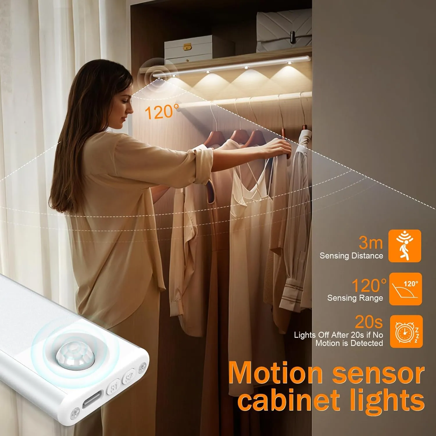 Luce LED Sottopensile 60 cm Ricaricabile con Sensore di Movimento - immagine 7