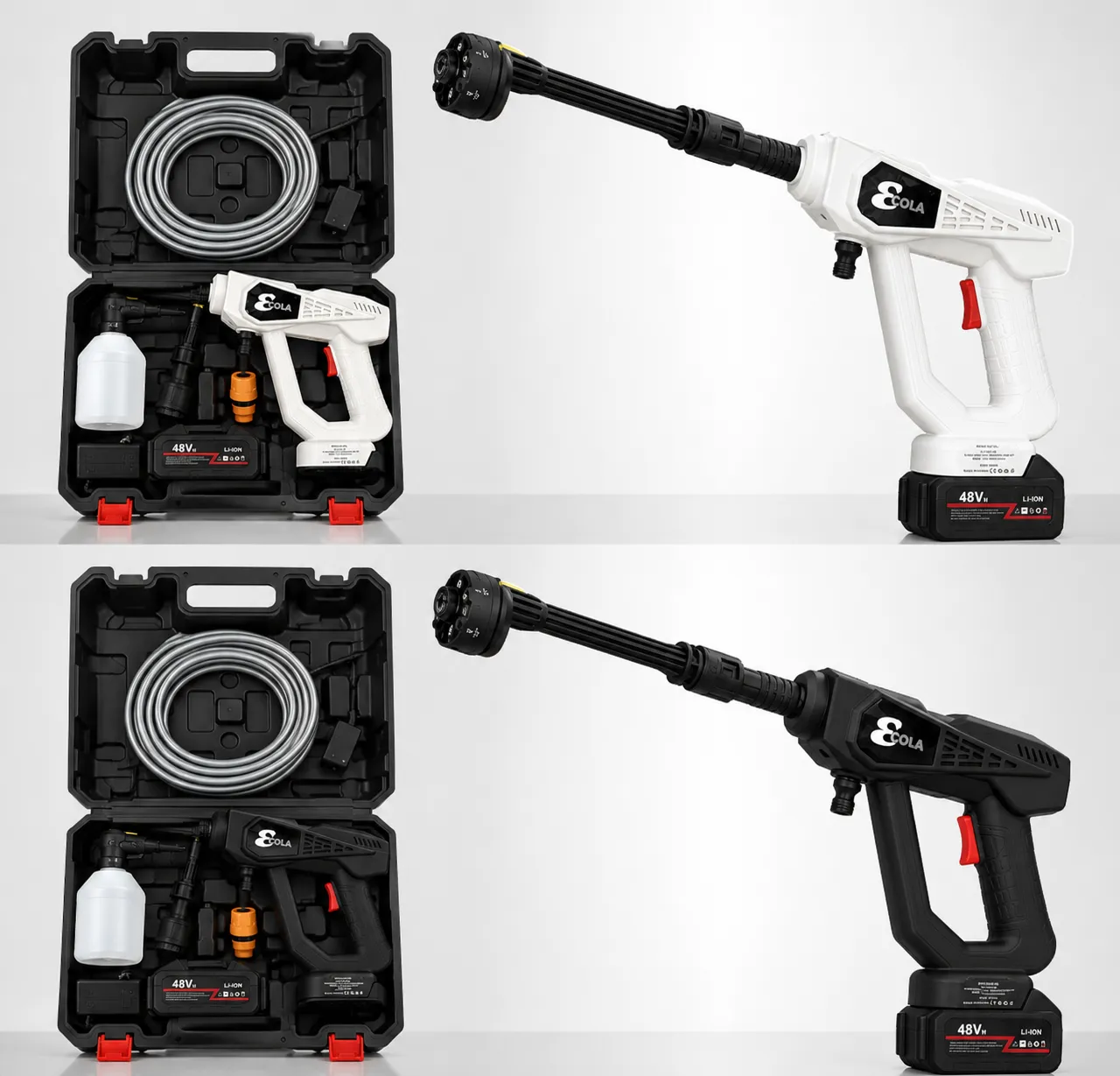 Idropulitrice Cordless 48V con 2 Batterie, Ugello 6 in 1 e Schiumogeno – Pistola ad Alta Pressione Portatile per Auto, Moto, Giardino, Tapparelle e Balconi - immagine 2