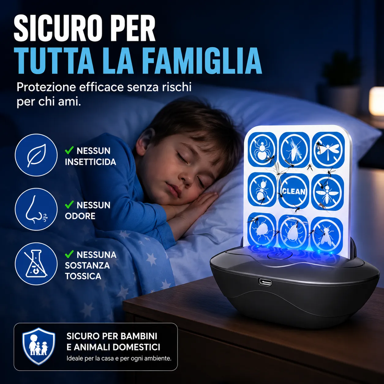 Trappola UV per Zanzare e Insetti Ricaricabile USB – Cattura Adesiva Silenziosa Senza Spray – Sicura per Bambini e Animali – Ideale per Casa, Camera da Letto, Balcone, Terrazza e Campeggio - immagine 7