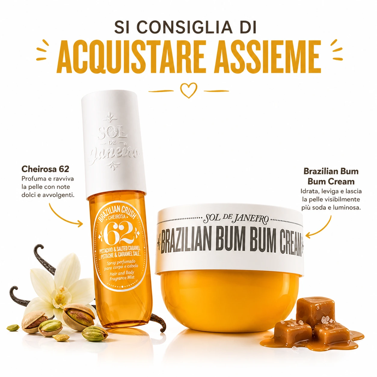 Sol de Janeiro Brazilian Crush Cheirosa 62 – Spray Corpo e Capelli | Fragranza Estiva Pistacchio, Vaniglia e Caramello Salato - immagine 5